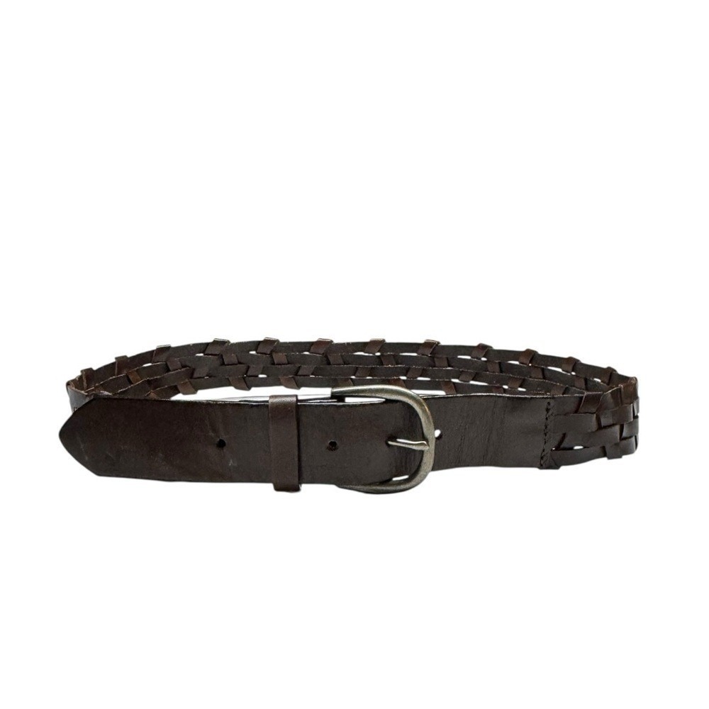 J Jill Womens Leather Braided Belt Small Essential Capsule Staple Brown New